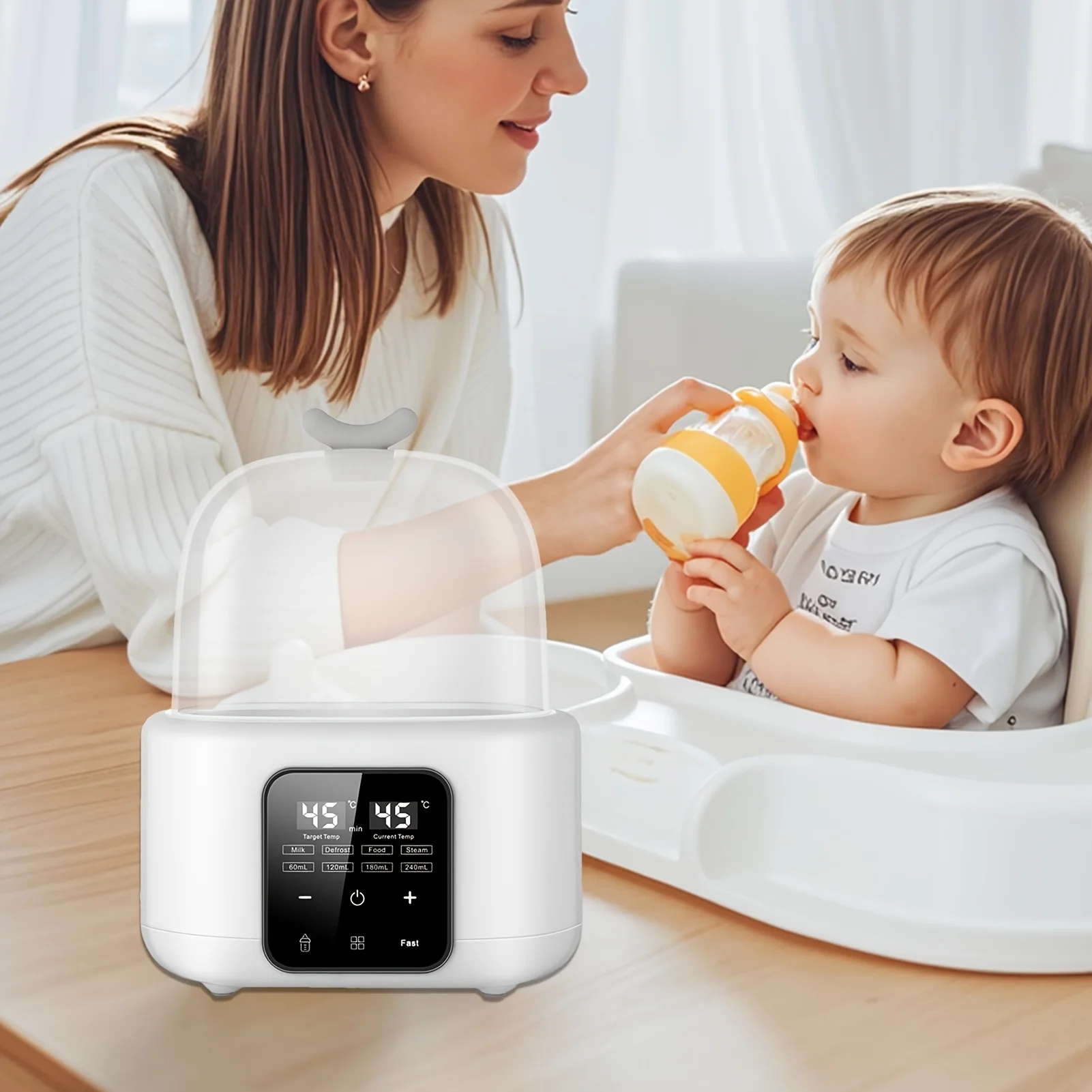 6-in-1 Baby Bottle Warmer with Timer & Temp Control for Formula, Breastmilk, Food Jars, Auto Shut-Off, Compact for Travel
