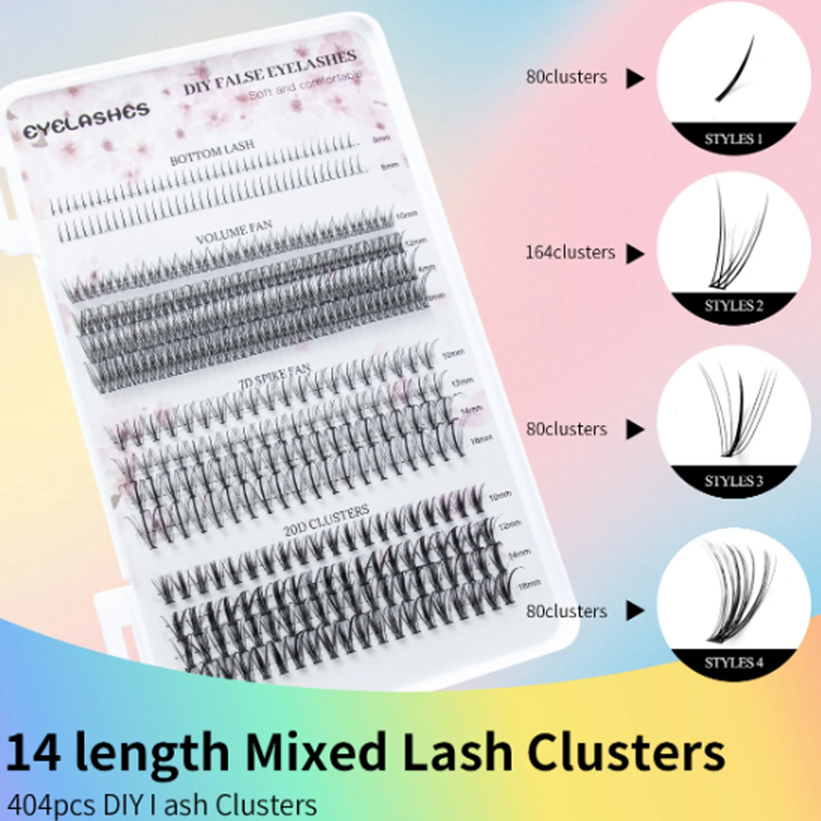 596 Stuks Curling Valse Wimpers 5-16Mm Individuele Wimpers Cluster D Curl Mix Lash Cosplay Wimper Cluster Extensions