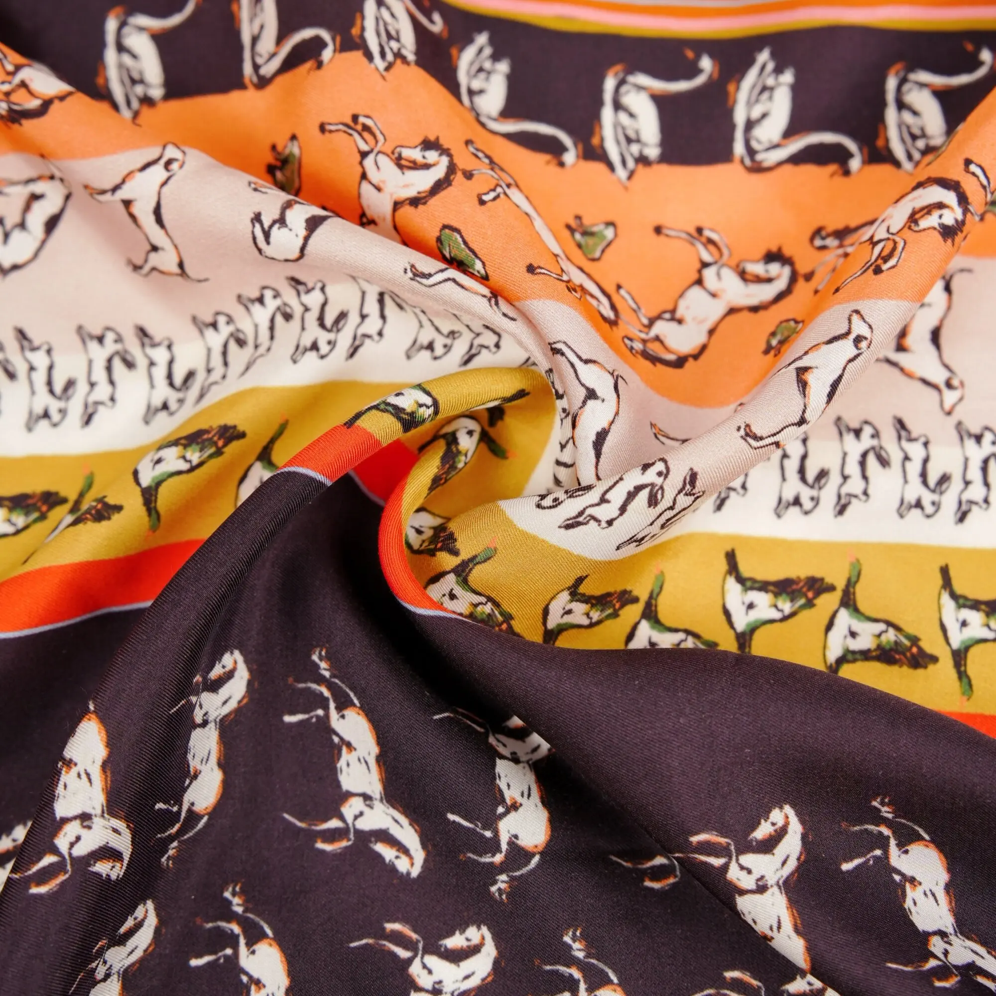 Soft and Smooth Orange-Tone Animal Printed Silk Fabric Shirt Dress Clothing Fabric