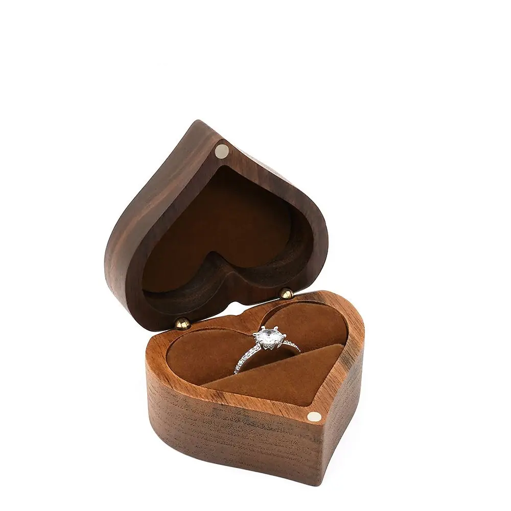 

Portable Small Engagement Storage Box Wedding Wooden Jewelry Display Ring Box Jewelry Packaging