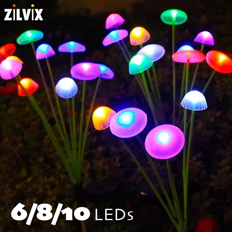 أضواء LED الشمسية في الهواء الطلق وضع مزدوج قنديل البحر الفطر أضواء الحديقة ديكور مقاوم للماء ساحة فناء مسار لتزيين الحديقة