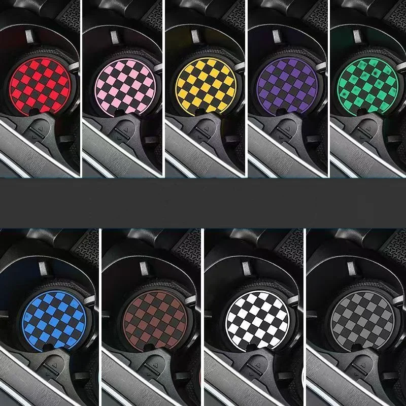 

Universal Checkered Color Block Car Cup Holder Coasters, Anti-Spill(1pcs)