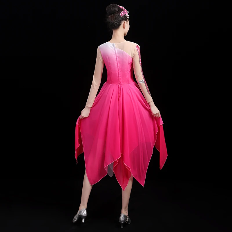 Elegante vestido de dança quadrada para mulheres, dança clássica, dança moderna, performance juvenil, fantasia de abertura, novo