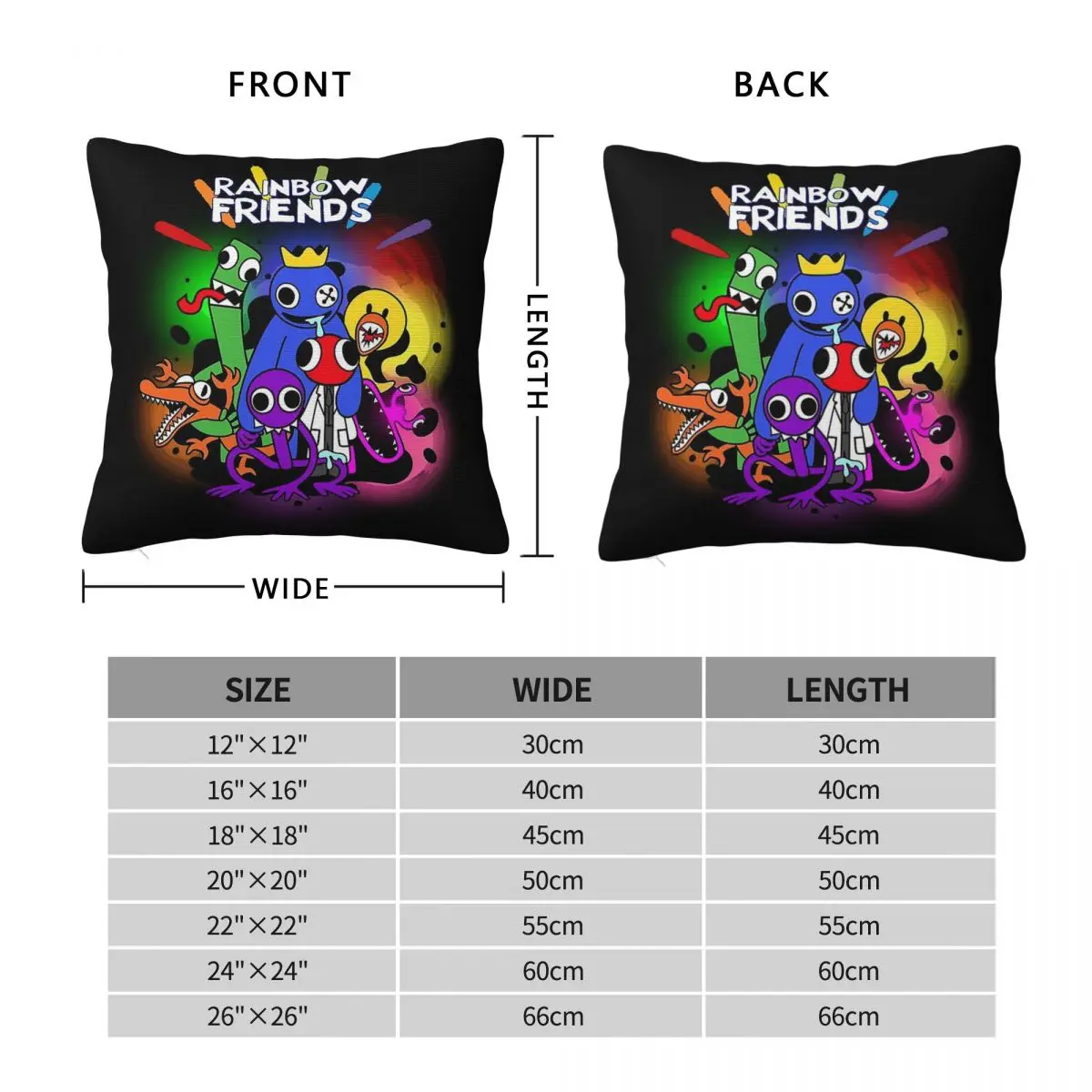 Funnel Vision Rainbow Friends Hug It Out Square Pillowcase Polyester Linen Velvet Printed Throw Pillow Sofa Cushion Cover 18