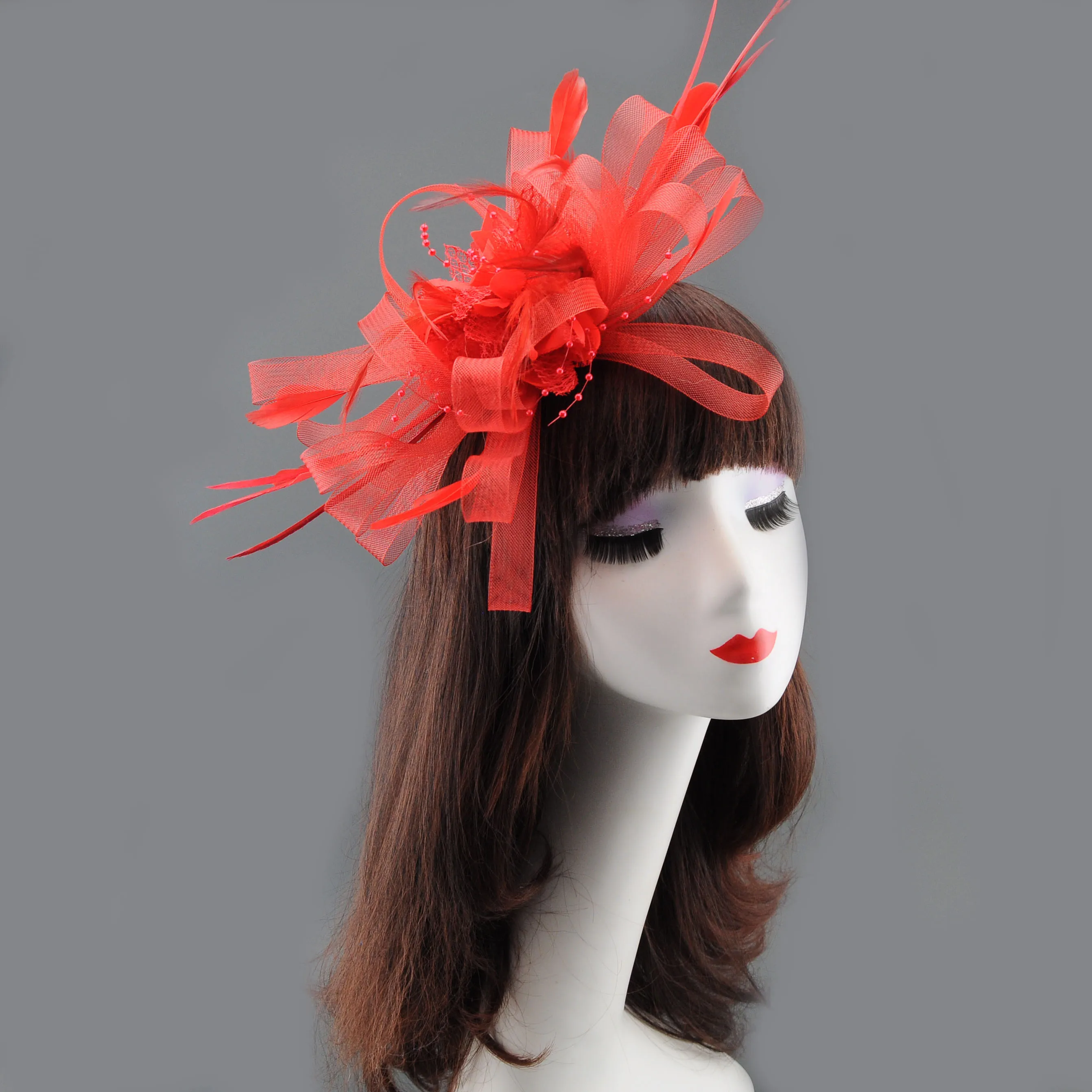 Fascinators Hat Lady Tea Party Headband Flower Cocktail Mesh Feather Hairpin Kentucky Derby Hat Wedding image 5