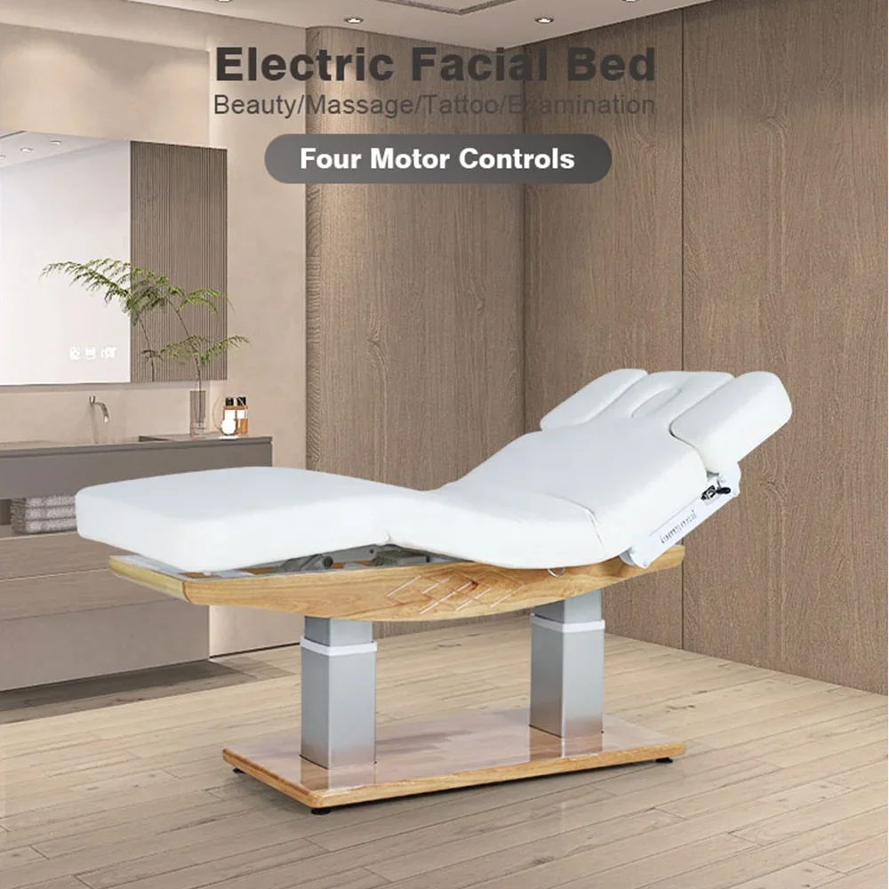 New 2024 Esthetician Body Therapy Spa Wellness Treatment Salon Cosmetic 4 Electric Motor Lash Facial Table De Massage Bed