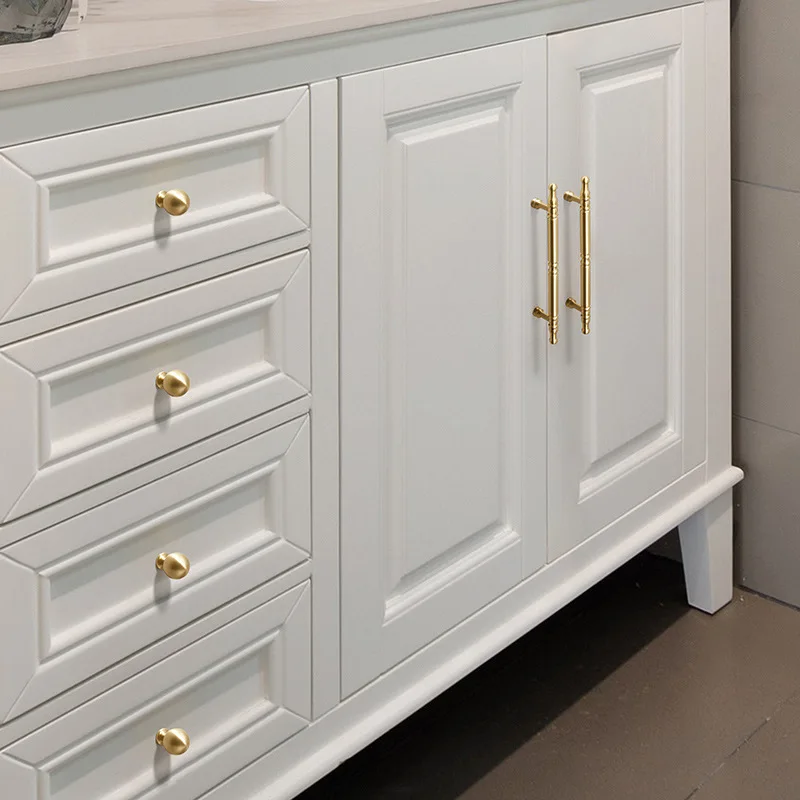

Nordic Minimalist Solid Brass Drawer Handle Single Hole Cabinet Pulls Golden Hardware
