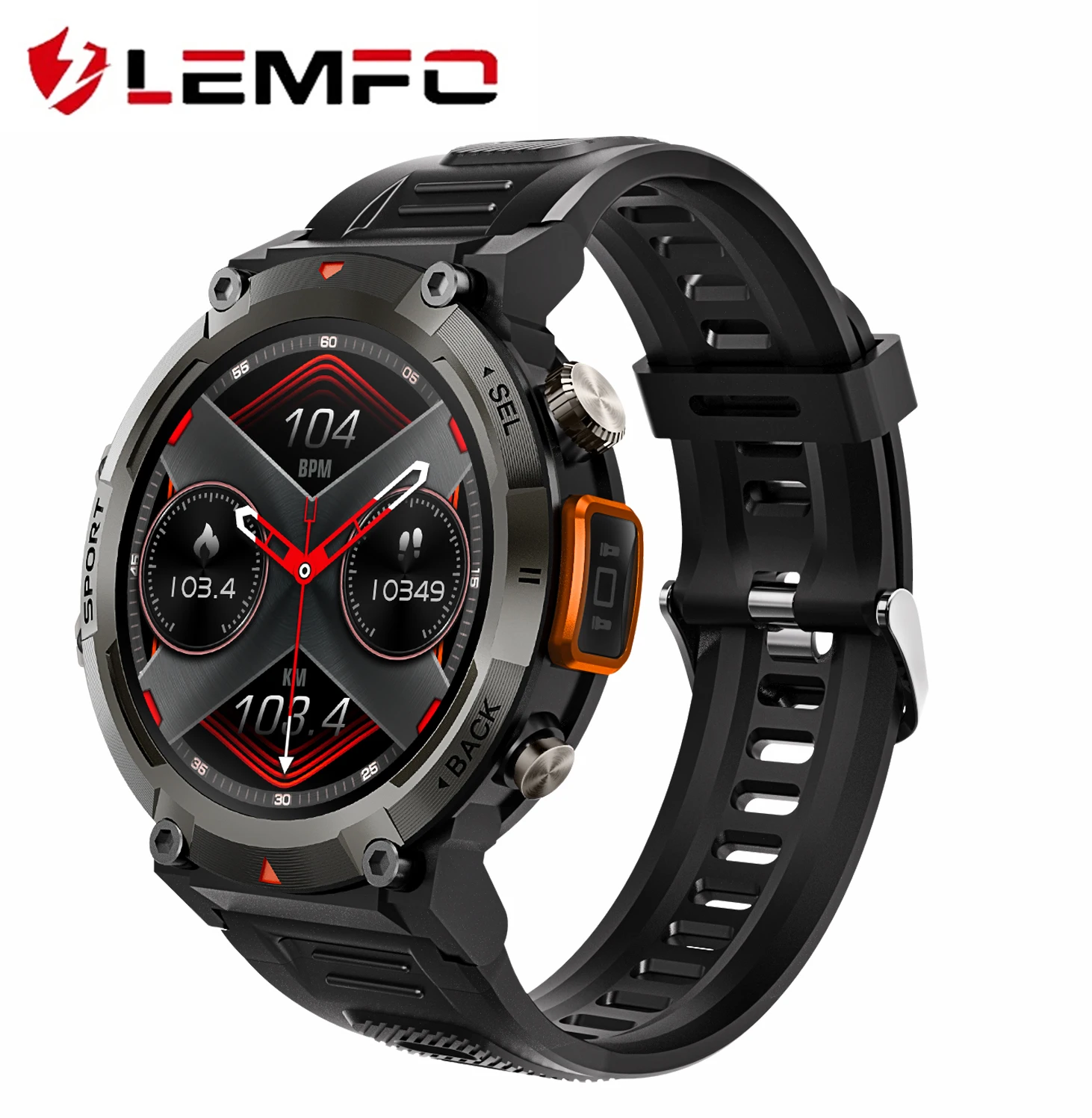 Lemdioe neue Smartwatch 1,45 TFT 5,0 Zoll HD-Bildschirm BT Taschenlampe Nacht Laufen S100-T Fitness Armband Smartwatches Männer