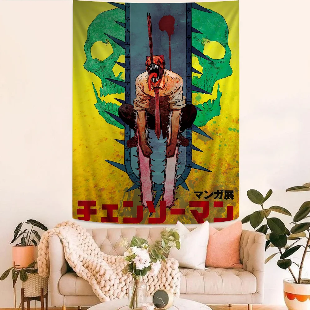 C-Chainsaw M-Man Printed Large Wall Tapestry Hanging Tarot Hippie Wall Rugs Dorm Cheap Hippie Wall Hanging