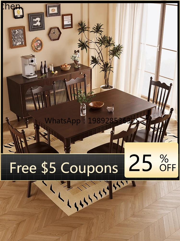 

Solid Wood Dining Table Rectangular Dining Table Dining Chair Set