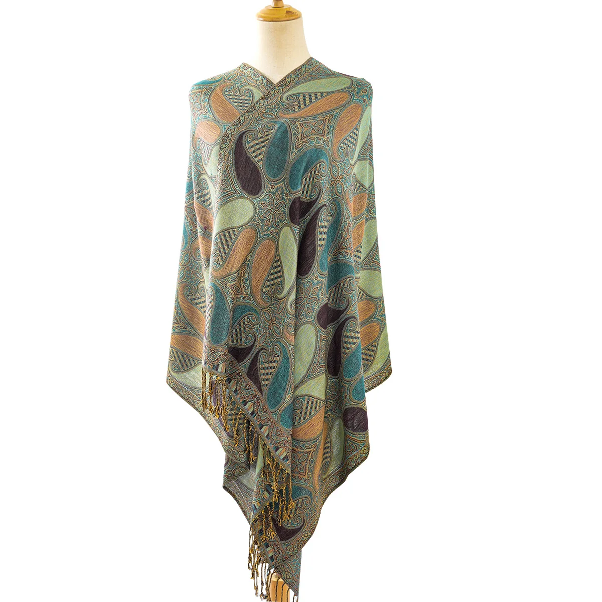 

A Женская разноцветная ретро большая Пашмина кешью мягкая длинная фотобумага