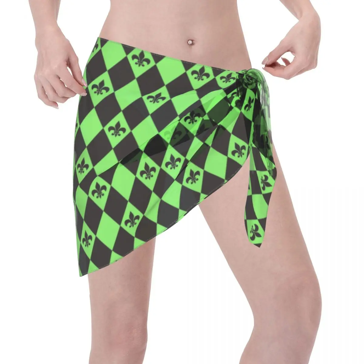 Sarongs courtes à motif floral de lys pour femmes, personnalisées et élégantes, enveloppe de plage imprimée en 3D, pour maillots de bain, Bikini de plage, Cover-up pour maillot de bain