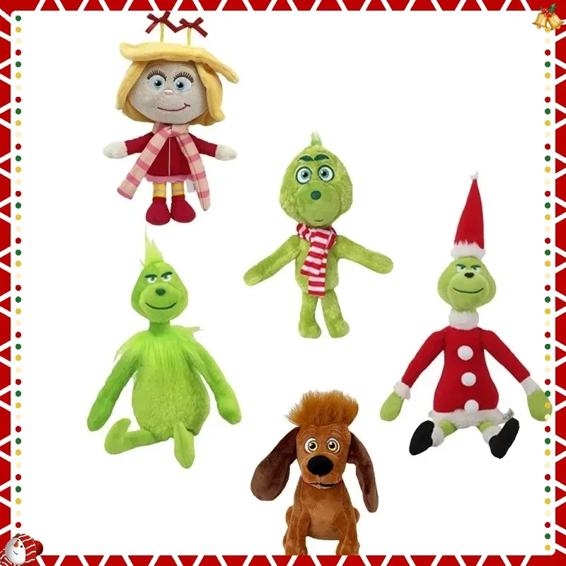 Juguete de peluche de Navidad de monstruo verde, muñeco de peluche suave, decoración de habitación Kawaii, regalo para niñas, recuerdos de fiesta navideña, decoración navideña 2026