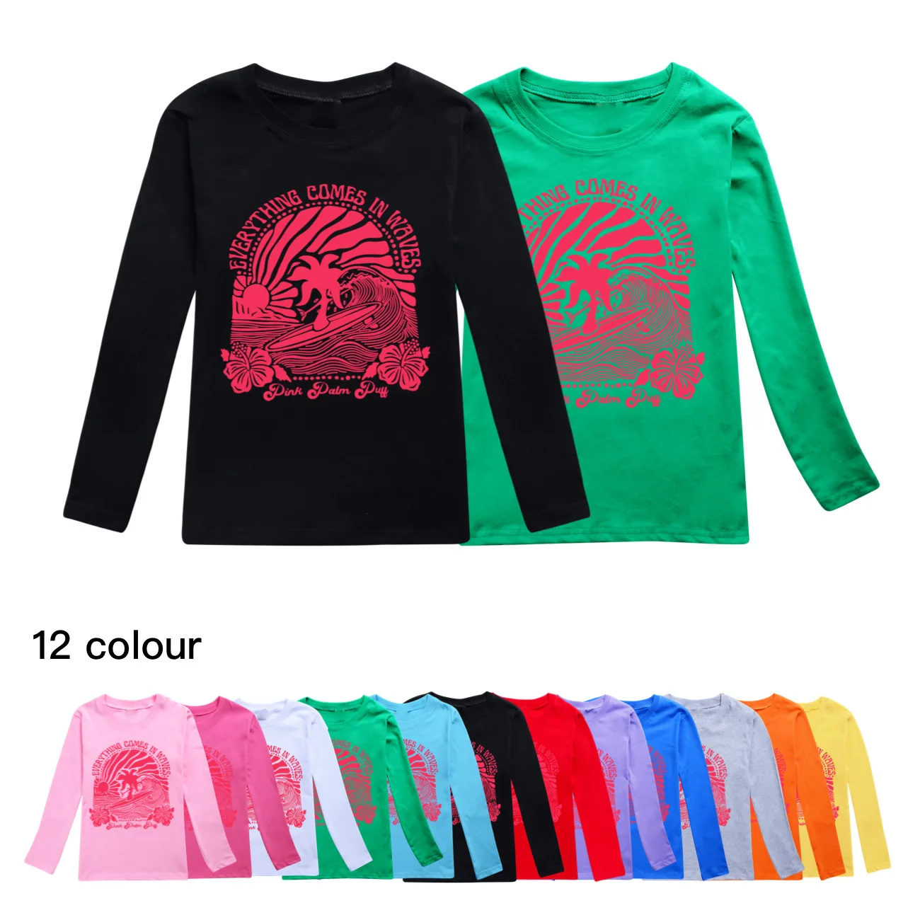 

New Spring Fall Kids Palm Puff long Sleeve T-shirt Fashion Children's Clothing Boys Girls Clothe Casual Cotton T-shirt3768