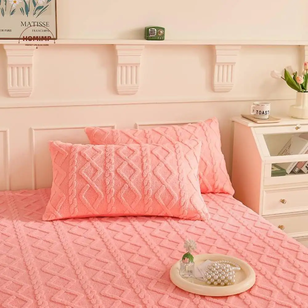 

2pcs Home Decoration Solid Color Milk Fleece Pillows Cover Rectangle Soft Pillowslip Skin-friendly Warm Pillow Protecter Couple