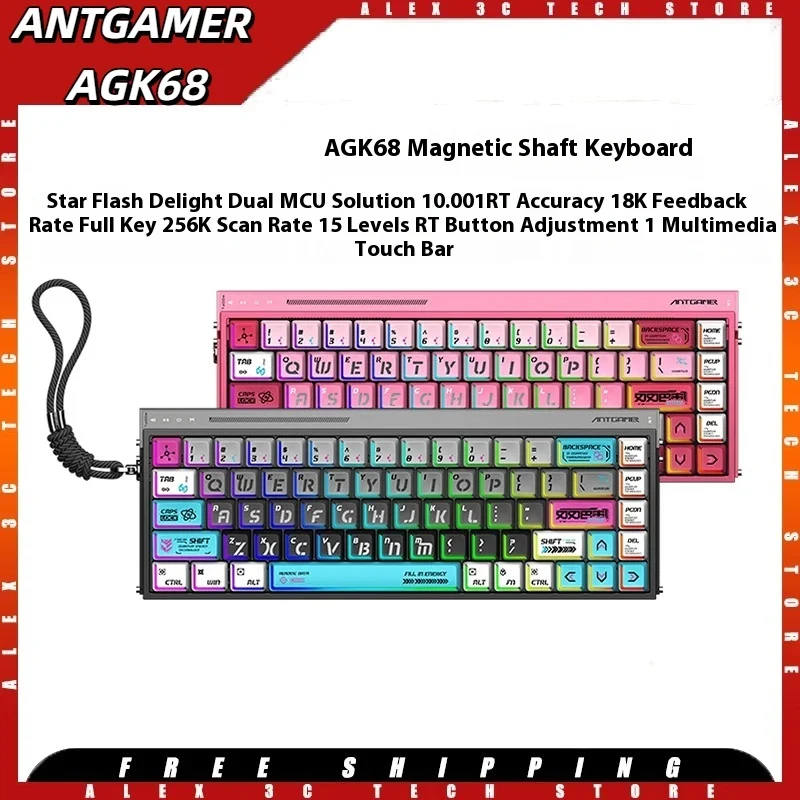 

ANTGAMER AGK68 Wired Gaming Keyboard TTC Snake Magnetic Axis 8+256K 0.08ms 0.001mm RT Hall Effect DKS SOCD MT TGL Hot Swappable