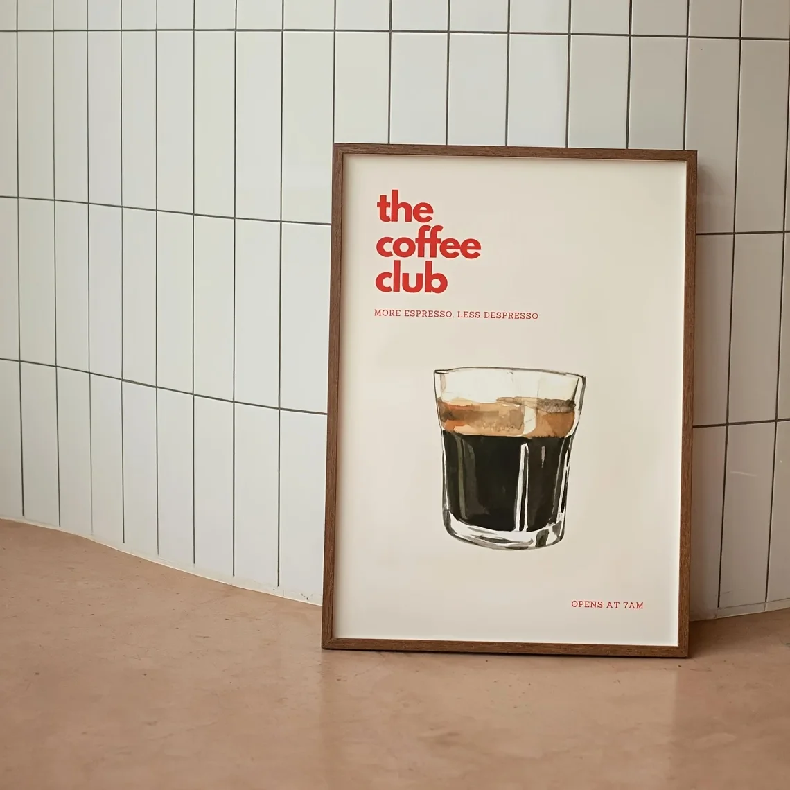 1 Stück Leinwandgemälde Retro Kaffee-Club Leinwanddruck Schicke Lebensmittel-Getränke Beiger Hintergrund Wandkunst Poster für Modernes Wohnzimmer