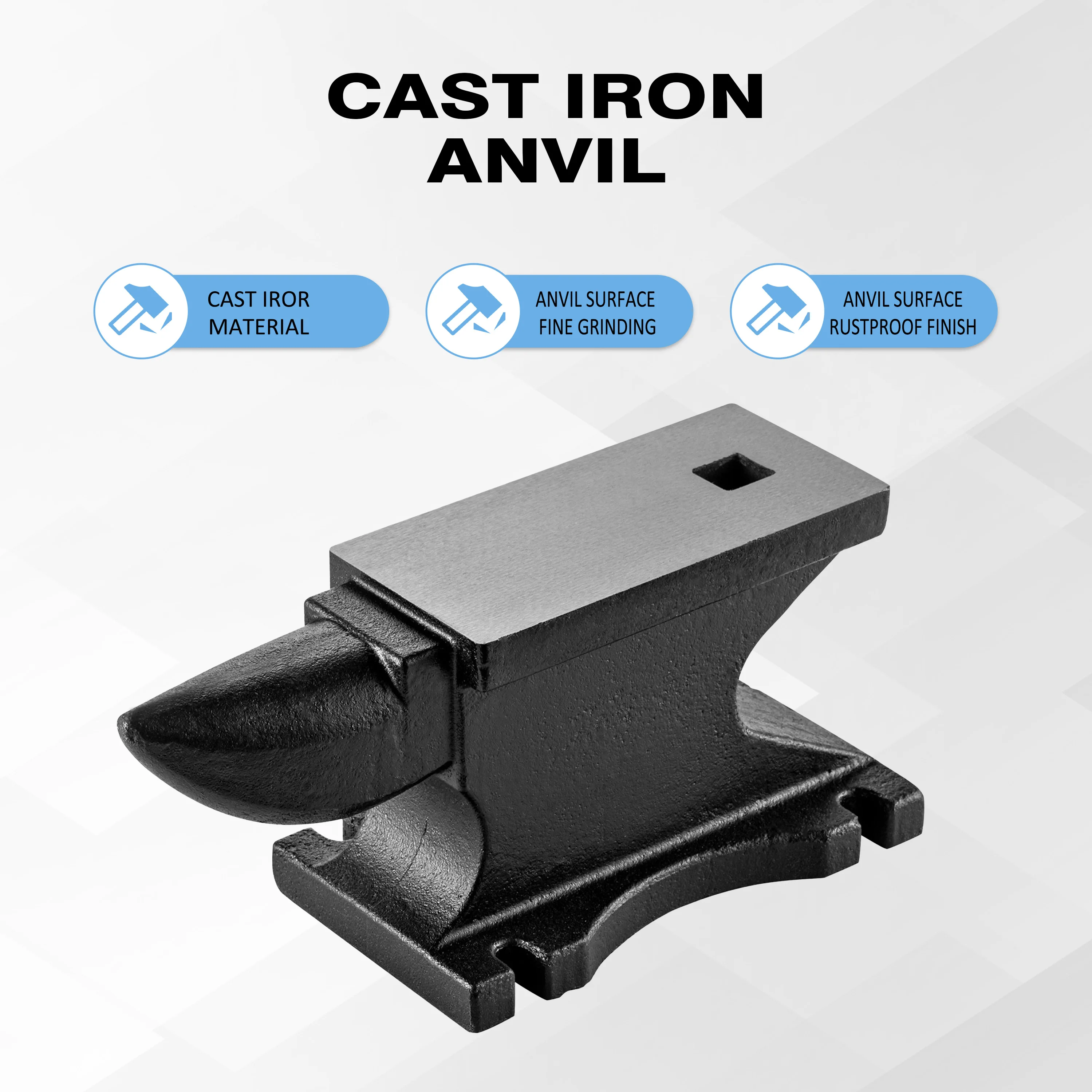 

Cast Iron Anvil,100lbs Single Horn Anvil 10.5 x 5 inch Counterop and Stable Base, High Hardness Rugged Round Horn Anvil