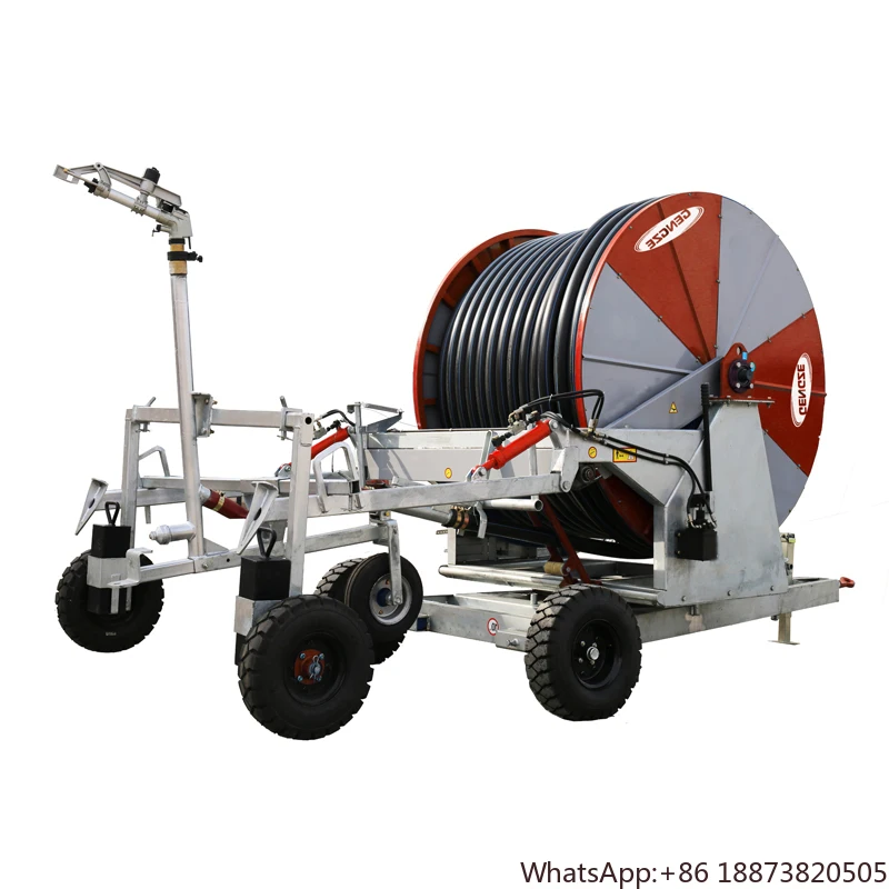 Agriculture Traveling Mobile Water Wheel Big Rain Gun Hose Reel Sprinkler Irrigation System For Sale