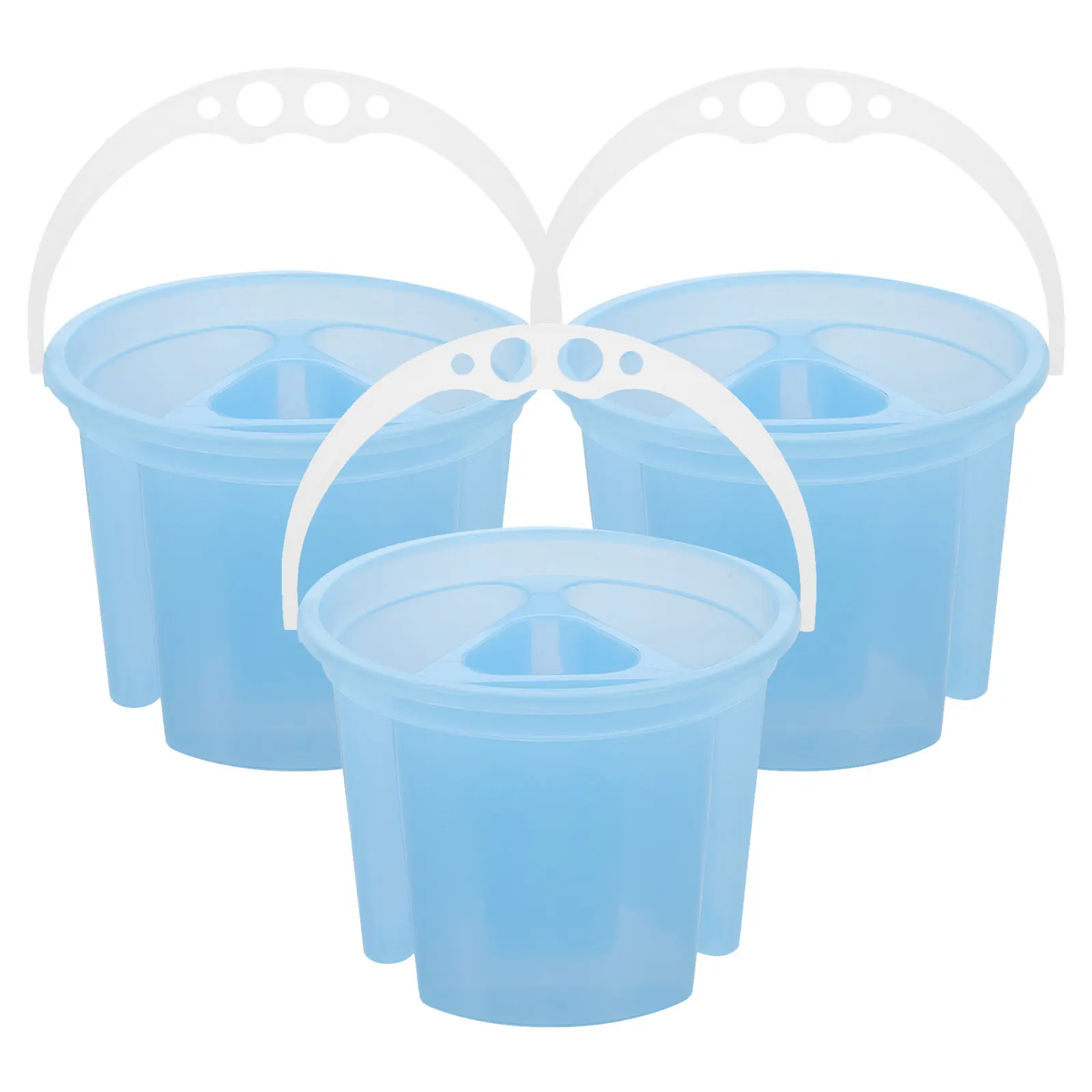 3Pcs Plastic Wash Bucket for Paint Brushes Multicompartment Design Portable Stable Base Art Cleaning Tool for Oil Watercolor