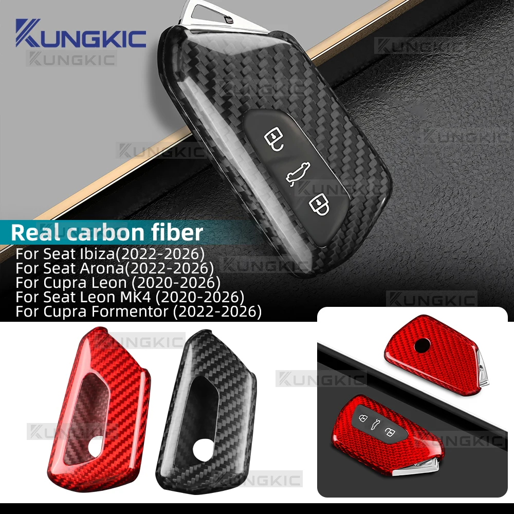 Funda Protectora de Fibra de Carbono para Llave de Coche For Cupra Formentor/Seat ibiza/Arona 2022 2023 2024 2025 2026 Cupra Leon/Seat Leon MK4 2020-2026