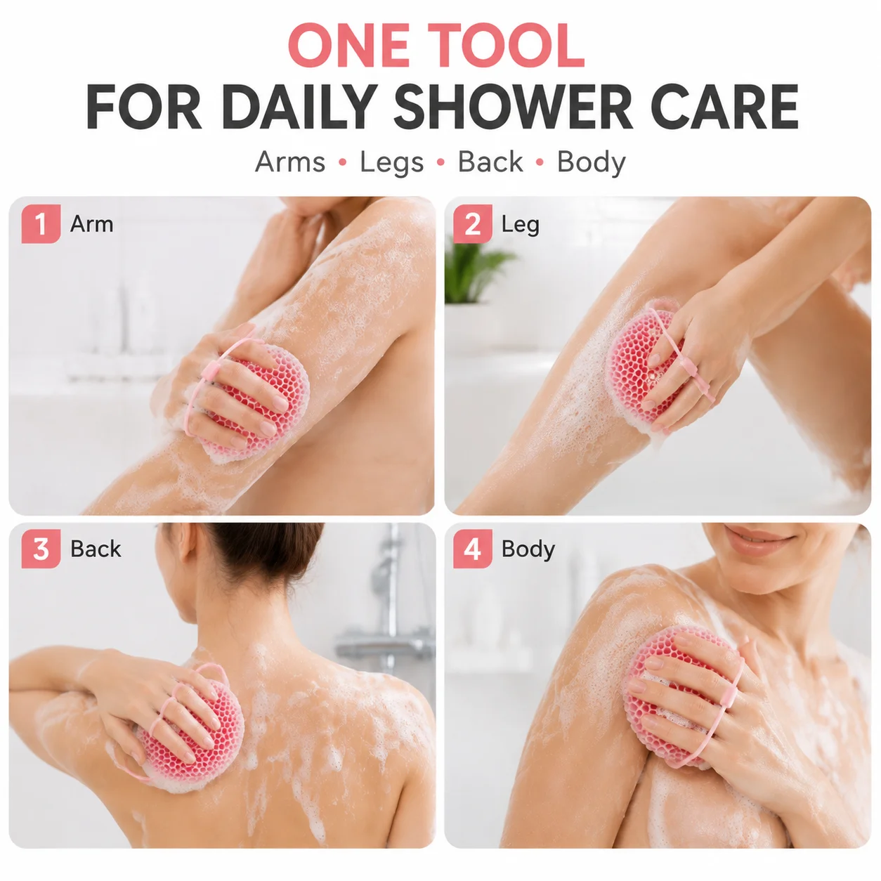 Escova de Silicone para Banho, Ferramenta Exfoliante em Forma de Colmeia para Limpeza Profunda, Massagem e Cuidados com a Pele