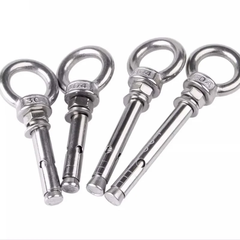 304 aço inoxidável redondo anel de elevação parafuso de expansão instalação artefato gancho longo anel universal parafusos de expansão m6 ~ m16