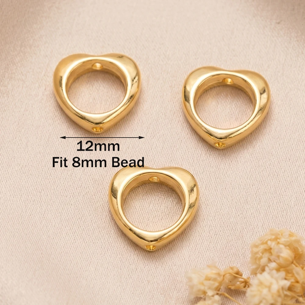 10pcs 18K Gold Plated Heart Star Frame Beads Spacer Petal Blossom Connector Link DIY Bracelet Earrings Beading Jewelry Making view 5