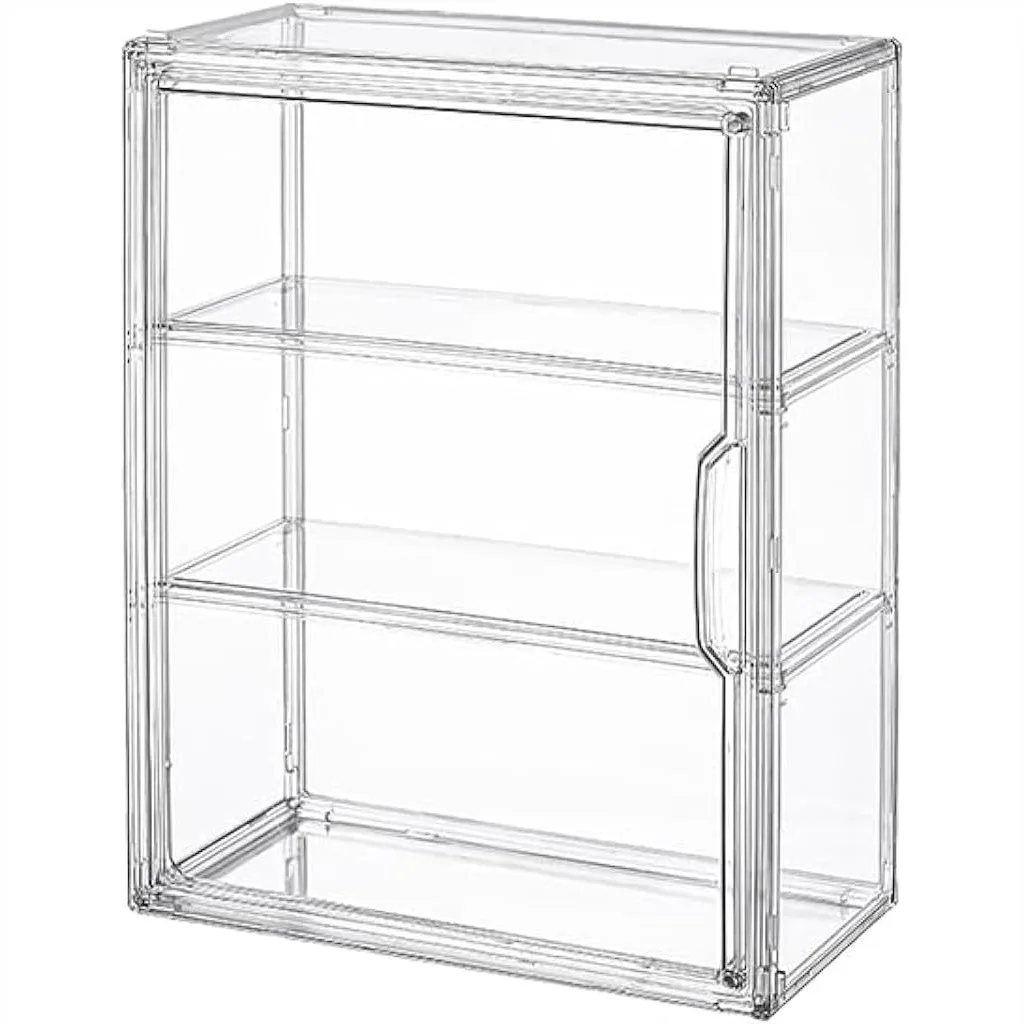 

3 Tiers Clear Acrylic Display Case For Figures With Magnetic Door, Wall-Mounted Dustproof Storage Organizer For Collectibles Action Figure