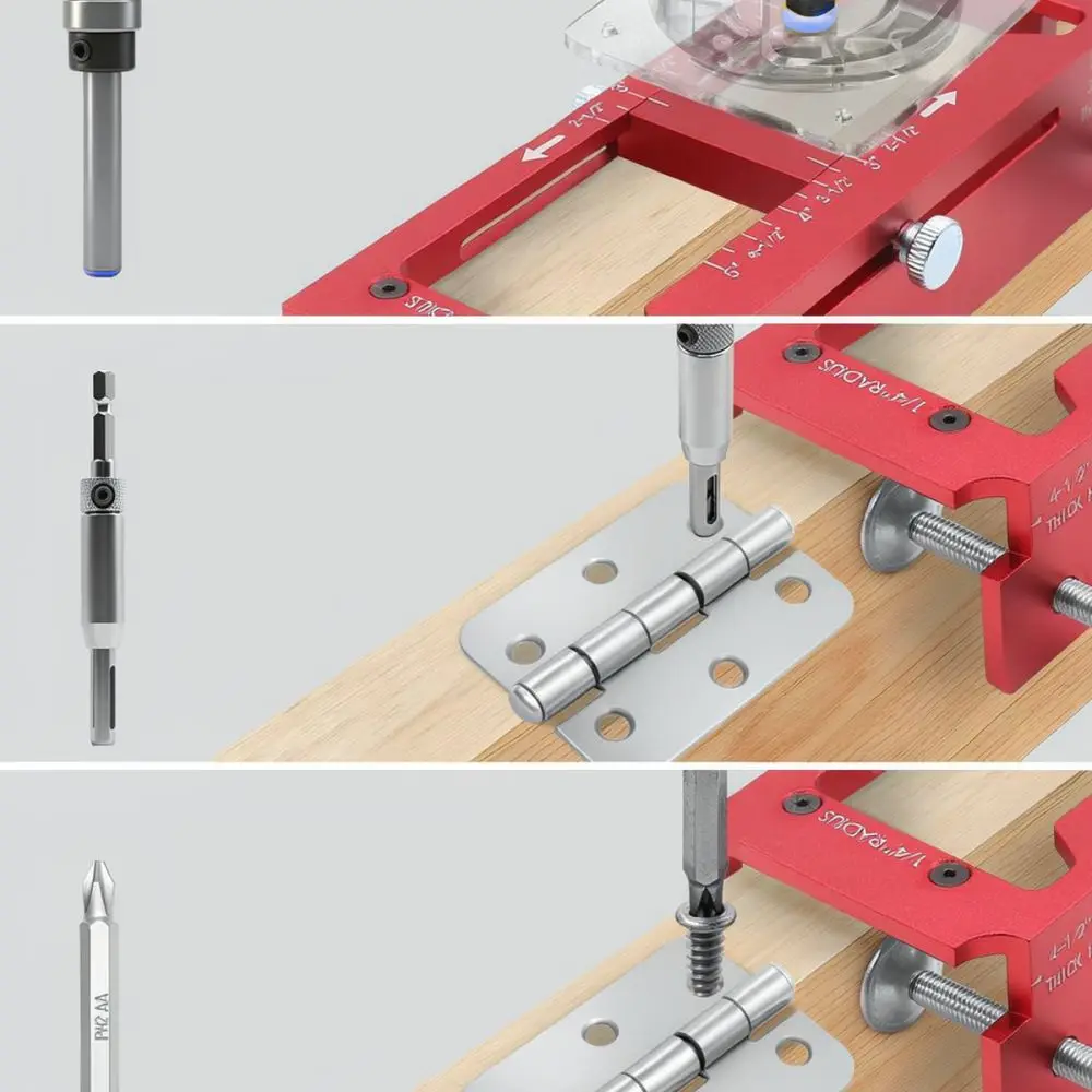 Aluminum Alloy Woodworking Hinge Locator Door Lock Hole Opening Guide Tool Precision Carpenter Drilling Jig