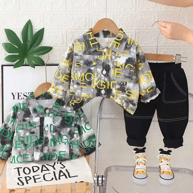 

New Spring Autumn Kids Girls Clothing Baby Clothes Children Boys Letter Jacket Pants 2Pcs/Sets Infant Outfits Toddler Tracksuits