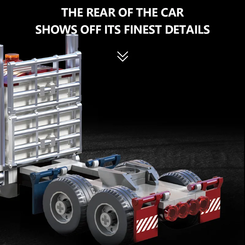 Amerikaanse heavy-duty vrachtwagenkop, houten vrachtwagenbox, aanhangerkop, bouwsteenmodel, montage, speelgoed, verjaardagscadeau voor jongens