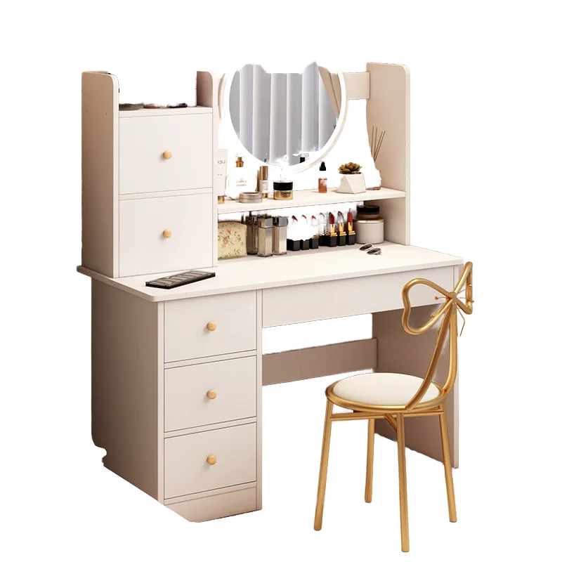 *Modern Home Simple Makeup Desk with Integrated Storage Cabinet Small Bedroom Dressing Table Internet Celebrity Ins Style