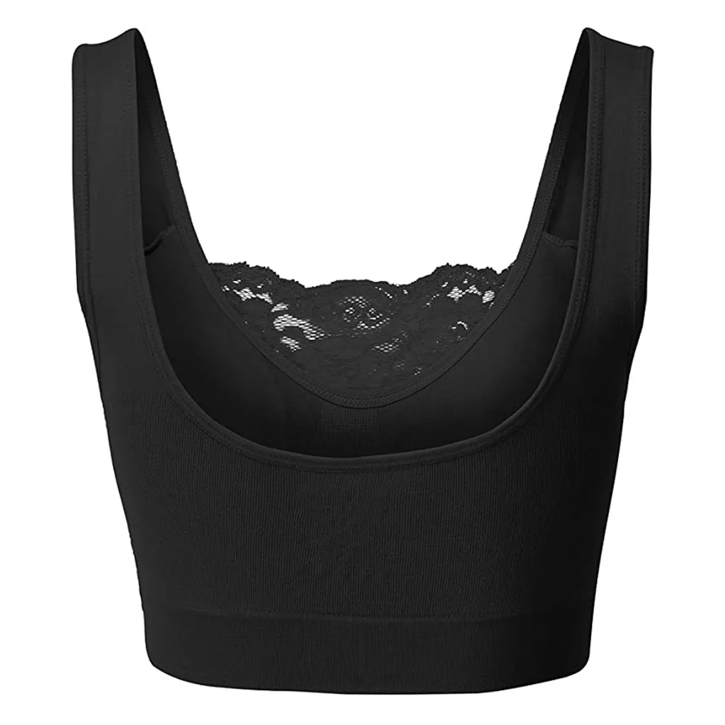 Women Plus Size Vest Crop Wire Bra Lingerie Sexy V Neck Underwear Lingerie Without Chest Pad S3XL Womens Wireless Bras