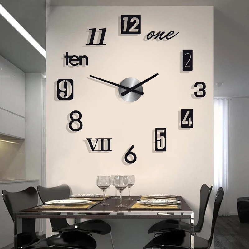 

European DIY Creative Clock Simple Wall Clock Wall Punch-free Living Room Home Bedroom Wall Sticker Silent Clock