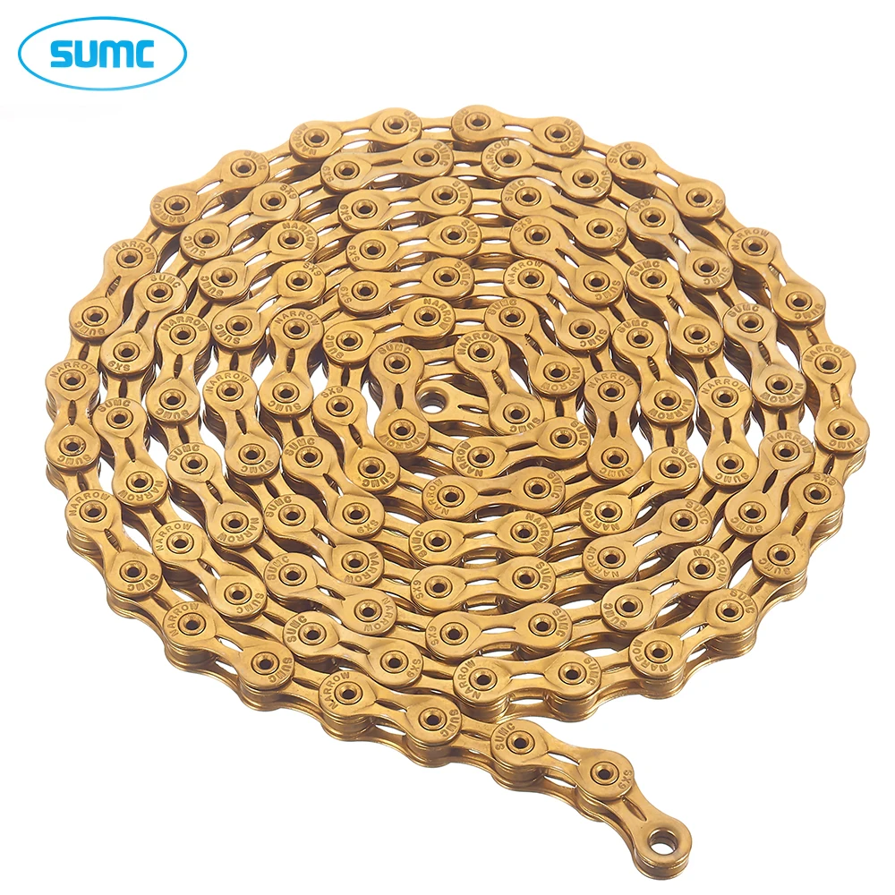 SUMC 9 Speed Bicycle Chain Silver Gold Half/Full Hollow Ultralight 116L 9s 9V Mountain Road Bike Chains Parts for shimano sram