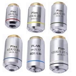 4X 10X 20X 40X 60X100X L=195 Infinity Plan Achromatic Objective Lens for Medical Bio-Microscope Biological Microscope 20.2mm