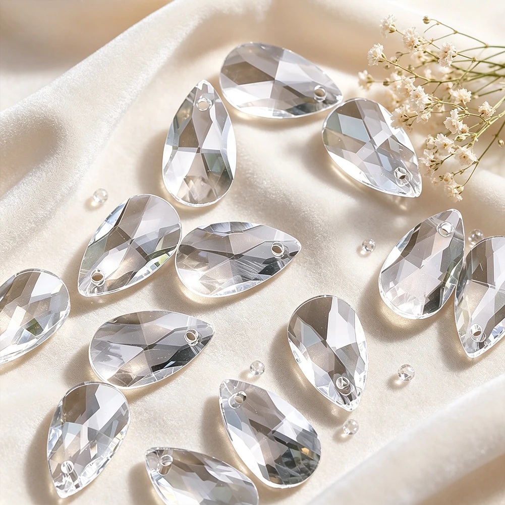 25pcs Transparent Multi Faceted Drop Pendant Single Hole Glass Crystal Prism Sun Catcher DIY Chandelier Curtain Beads Accessory