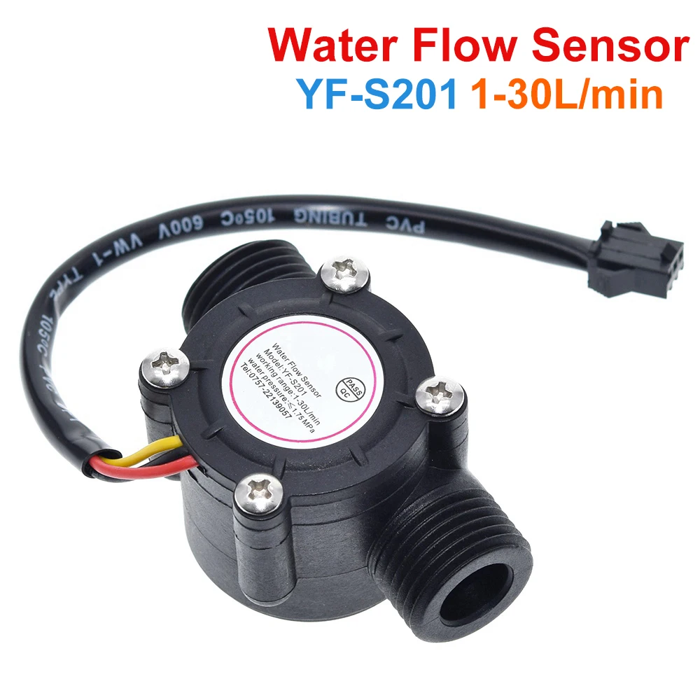 1/2PCS Water flow sensor flowmeter Hall flow sensor Water control 1-30L/min 2.0MPa YF-S201