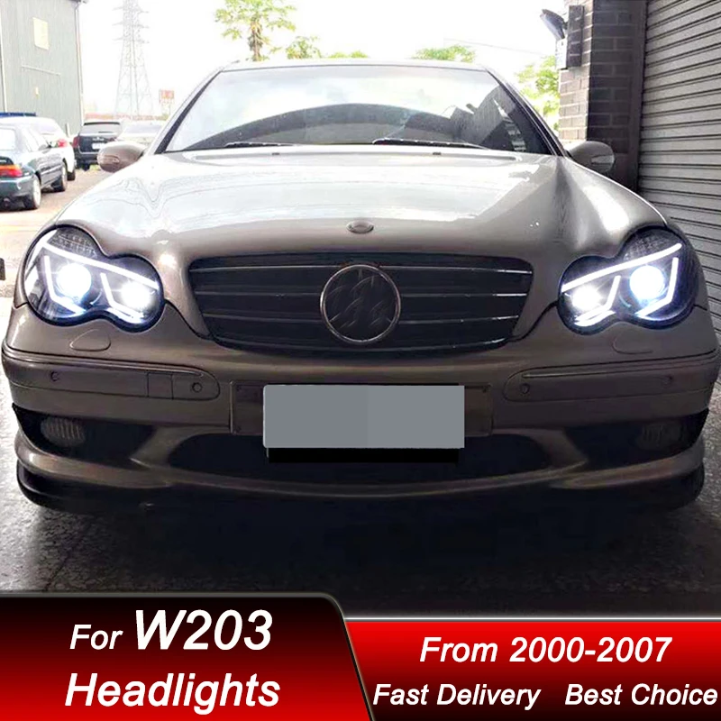 Car Headlights For Mercedes-Benz C class W203 2000-2007 new style full LED Auto Headlamp Assembly Projector Lens Accessories Kit