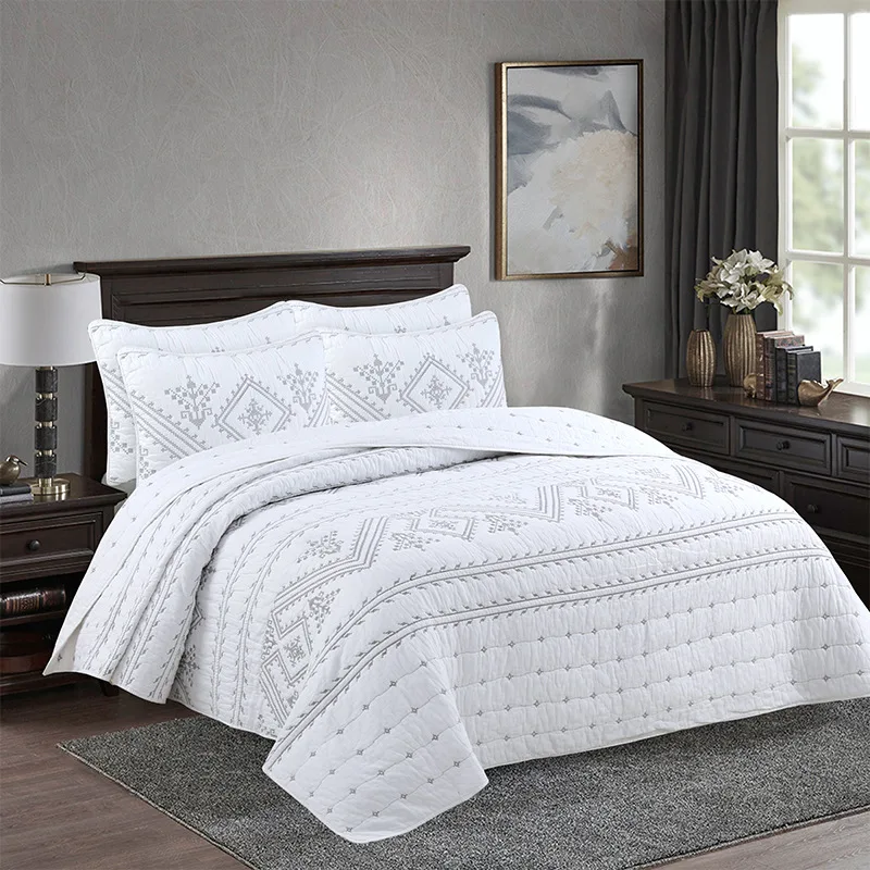 European Style Thick Cotton Bedspread, Home Bedding, Pillow Case, Quilting Bed Covers, Bed Linen, Solid Color, King Queen