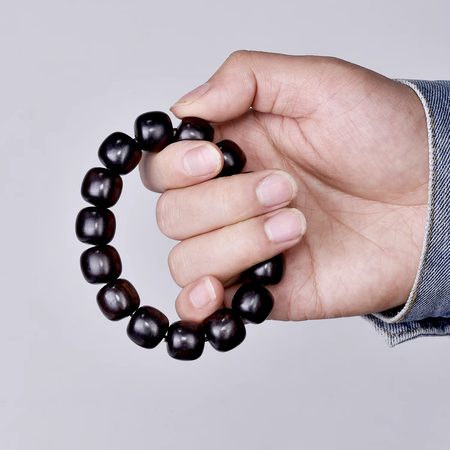 Natural Ebony Old Type Wood Beads BUddha Bracelet for Men Dalbergia Nigra 15mm Beaded Prayer Bracelets