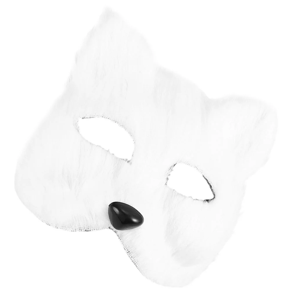 

Fox Mask Eye Masks Stage Performance Blank Half Face Costume Plush Cat Flannel Masquerade Women Animal Child Halloween