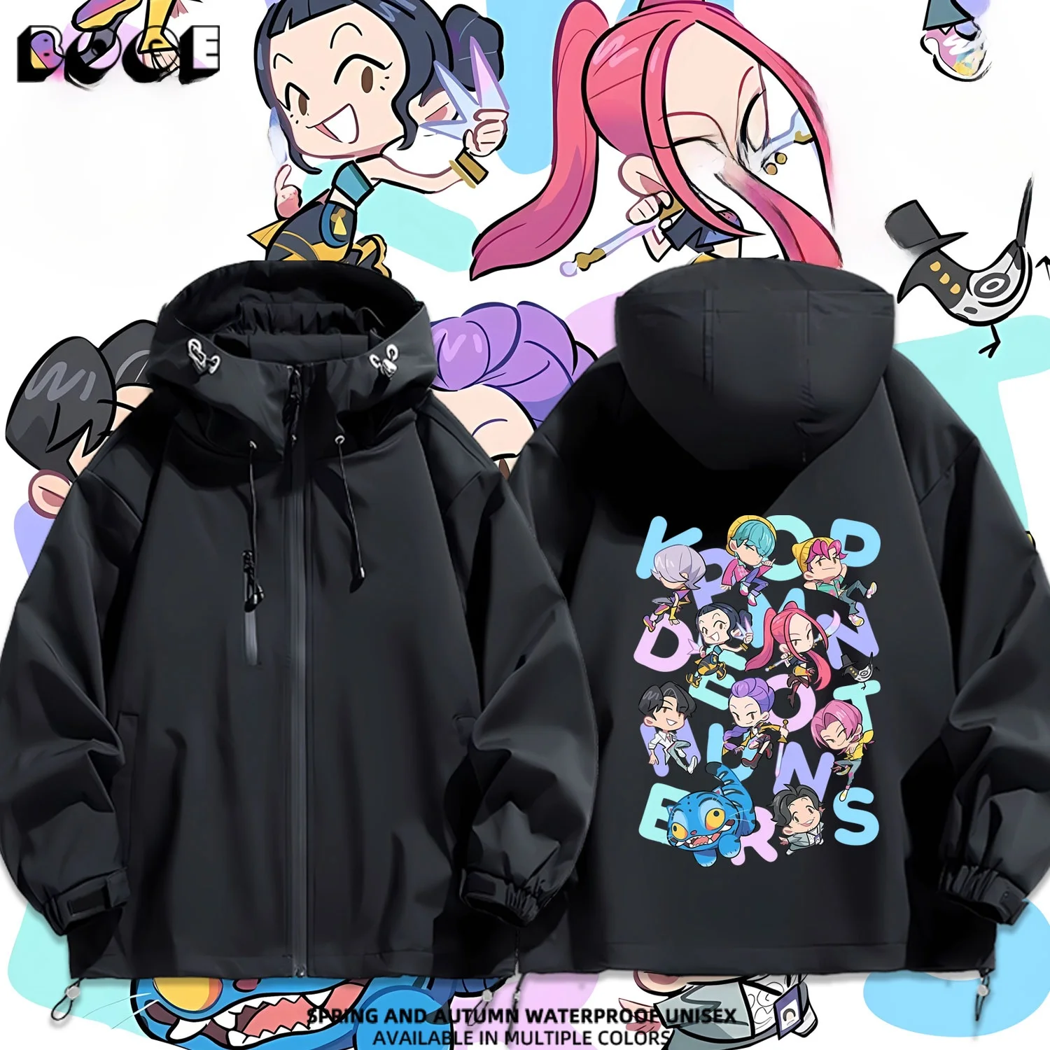 

Куртка K Magic Girl Cartoon Cute Q Version для весны и осени, водонепроницаемая, из полиэфирного волокна, с капюшоном, на молнии