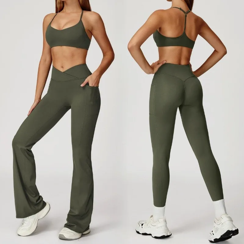 

Женский модный комплект для йоги телесного цвета, крест для похудения, красивая спина, быстросохнущий комплект упражнений для отдыха на открытом воздухе, костюм для бега и фитнеса