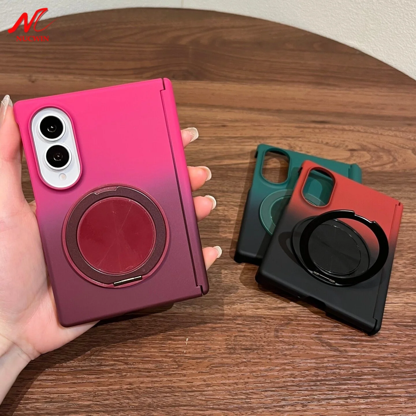 Luxury Gradient Color Magnetic Stand Holder for Magsafe Case for Samsung Galaxy Z Fold 8 Ultra 7 6 Fold8 Hinge Protection Cover