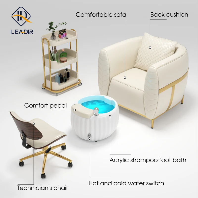 Hot Sale  Salon Furniture Whirlpool Discharge Pump Foot Bath Chair Nail Spa Pedicure Chair With Bowl