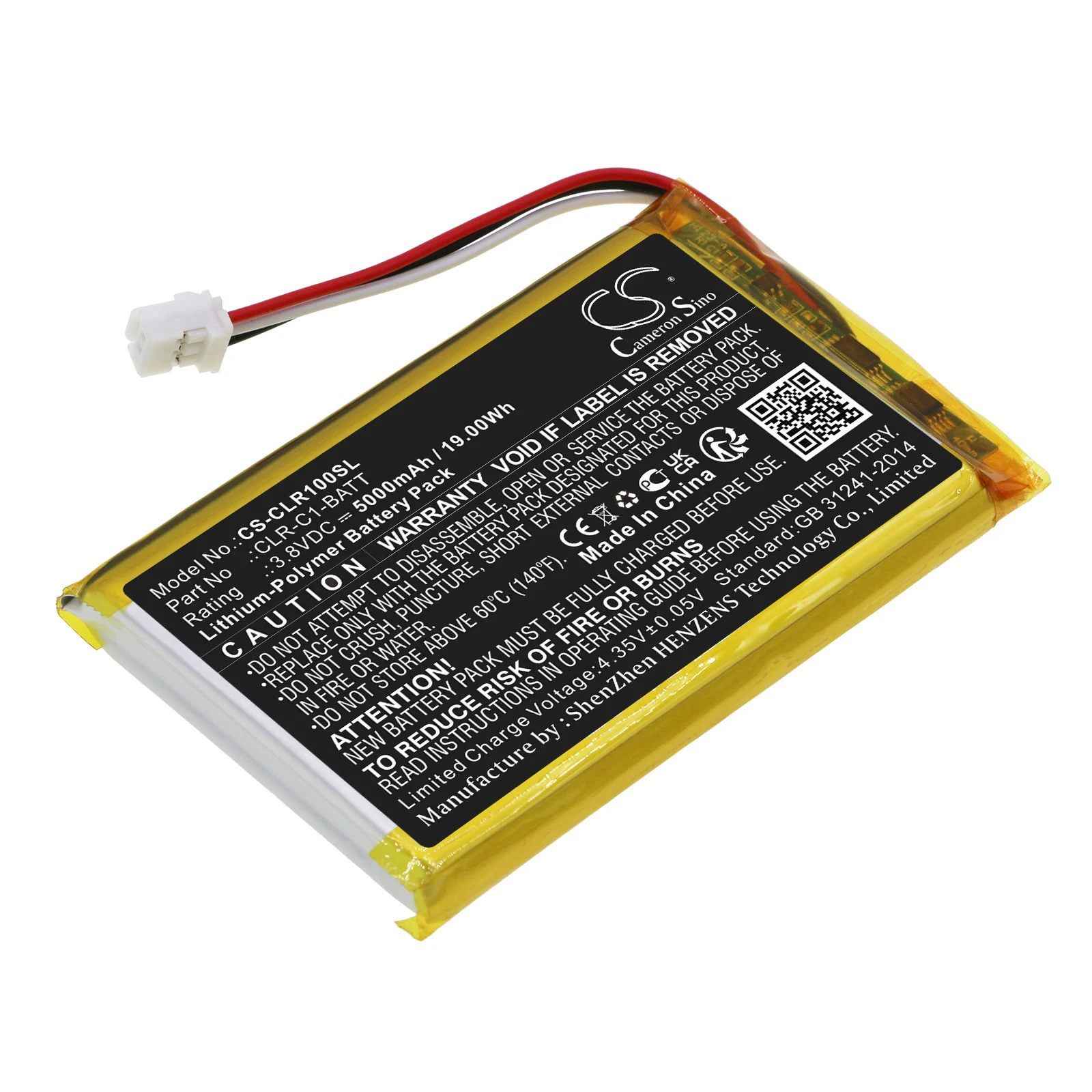 ClareOne CLR-C1-PNL1 CS 교체 배터리, 스마트 홈 패널 CLR-C1-BATT, 5000mAh, 19.00Wh