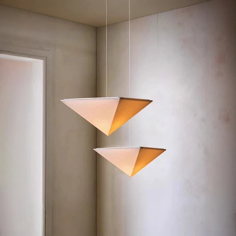 2026 Wabi Sabi Style Living Room Chandelier Designer Hallway Hallway Bedroom Headboard Triangle Fabric Decorative Atmosphere Lig