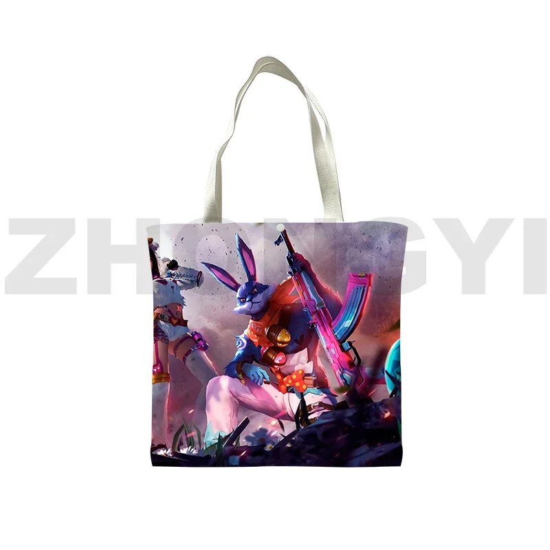 Fashion Canvas 3D Free Fire Garena Shoulder Bag for Women Anime Tote Bags Ladies Hand Bags Travel Shopping Bags Mens Crossbody